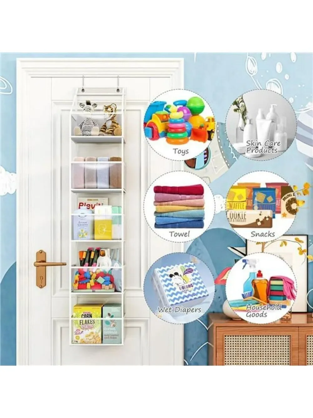 Fixwal Over The Door Organizer 5 Shelf Clear Hanging Storage for Closet Room
